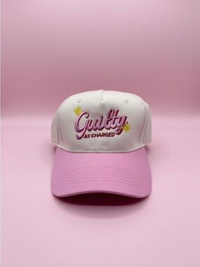 Playful Pink & White 'Guilty As Charged' Baseball Cap